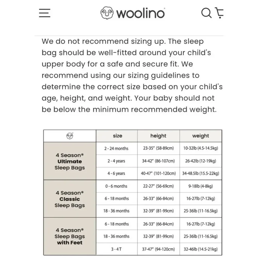 Woolino 4 Season Ultimate Baby Sleep Bag Merino Wool Organic Cotton Size 2-24M - Picture 10 of 10